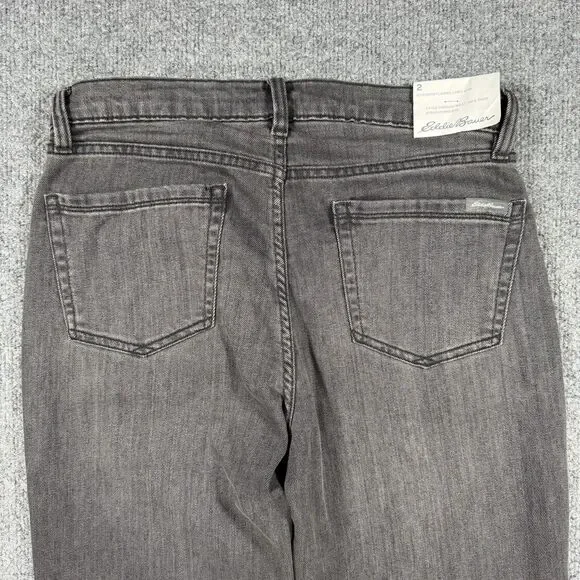 NWT Eddie Bauer Boyfriend Flannel Lined Midrise Straight Jeans Charcoal Size 2 - Picture 5 of 12
